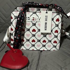 Steve Madden Red and Pink Heart Pattern Shoulder Bag